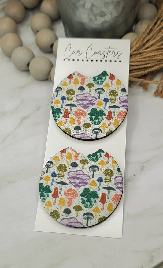 Colorful Mushrooms Car Coasters