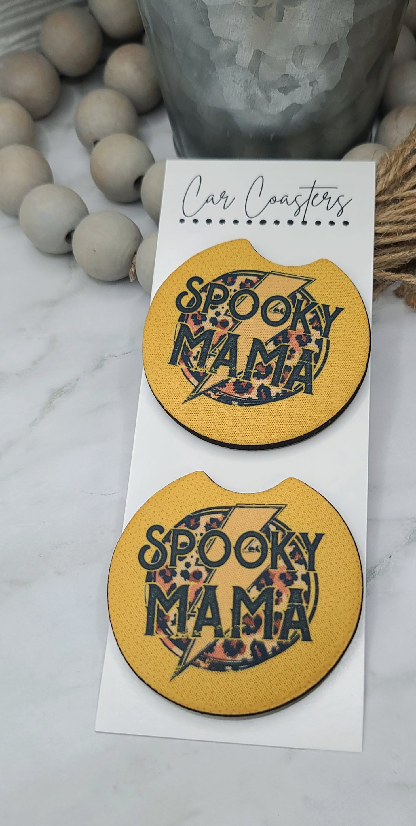 Spooky Mama Car Coasters