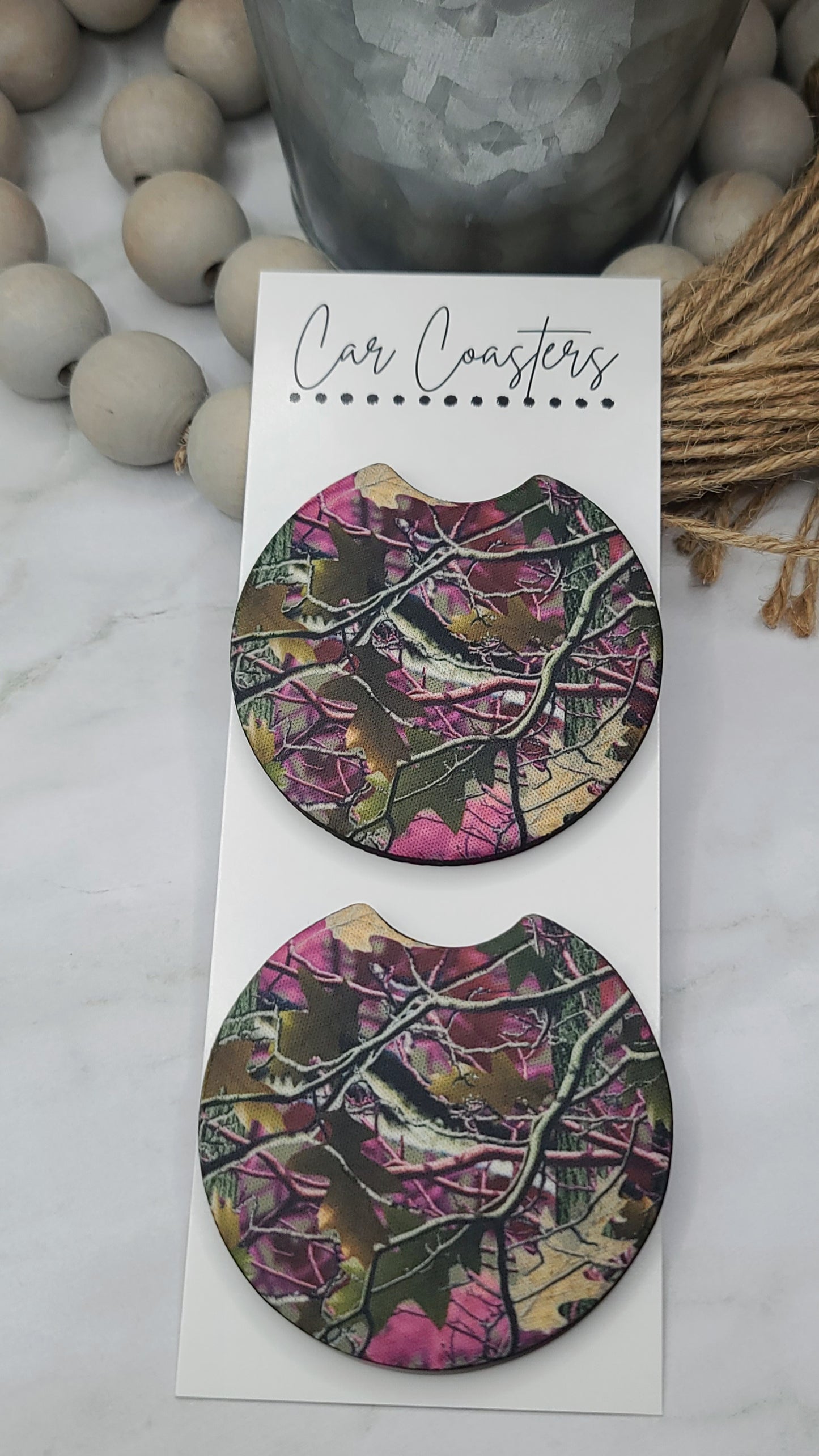 Pink Camo Car Coasters