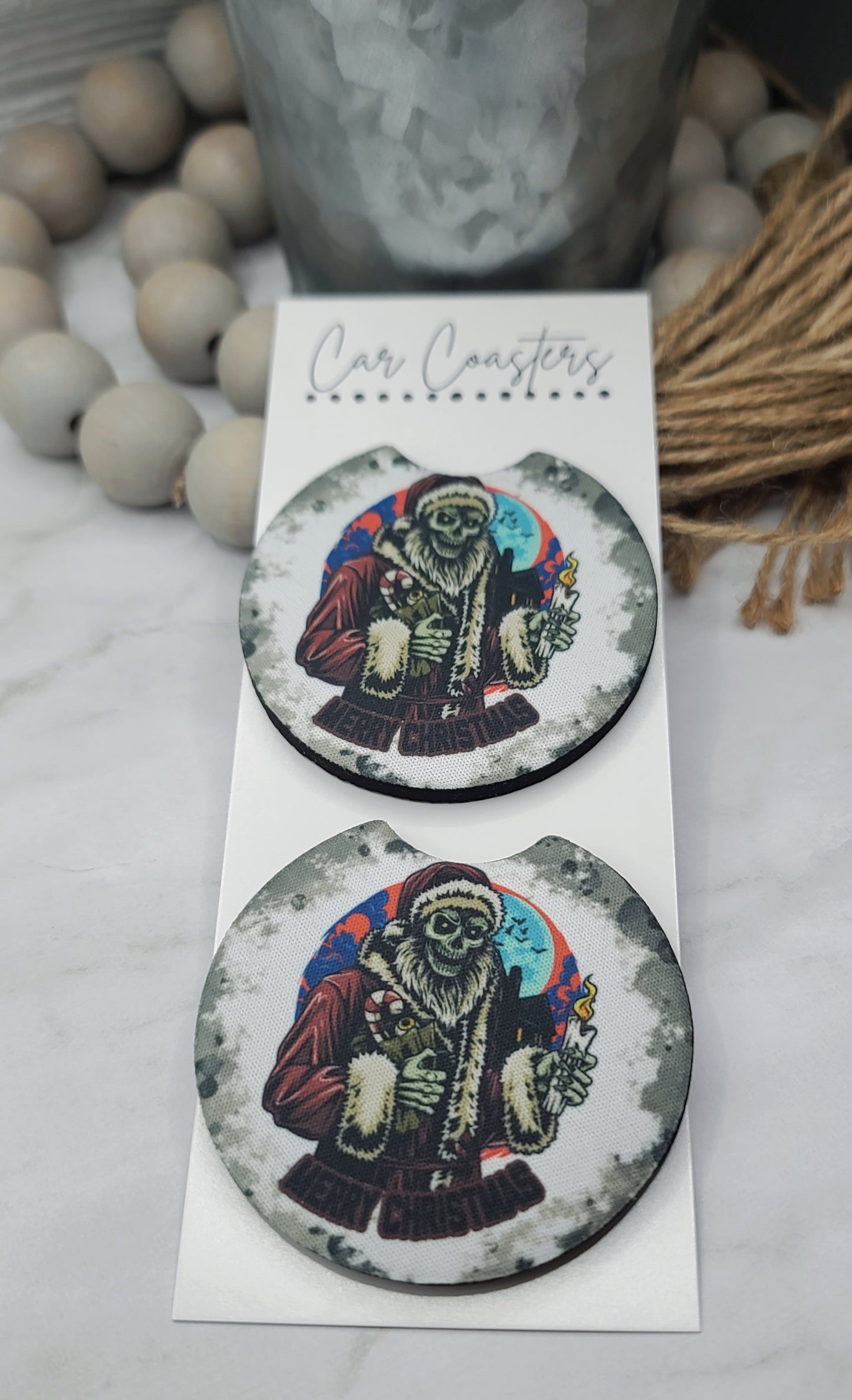 Spooky Christmas Car Coasters