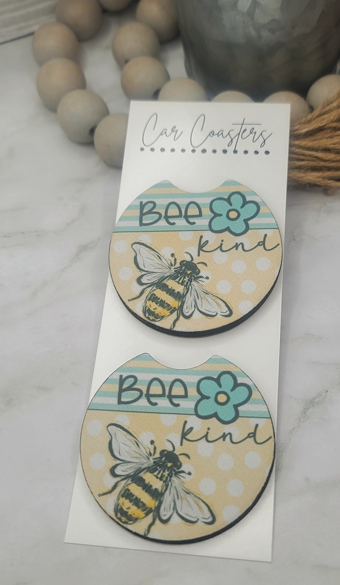 Bee Kind Car Coasters