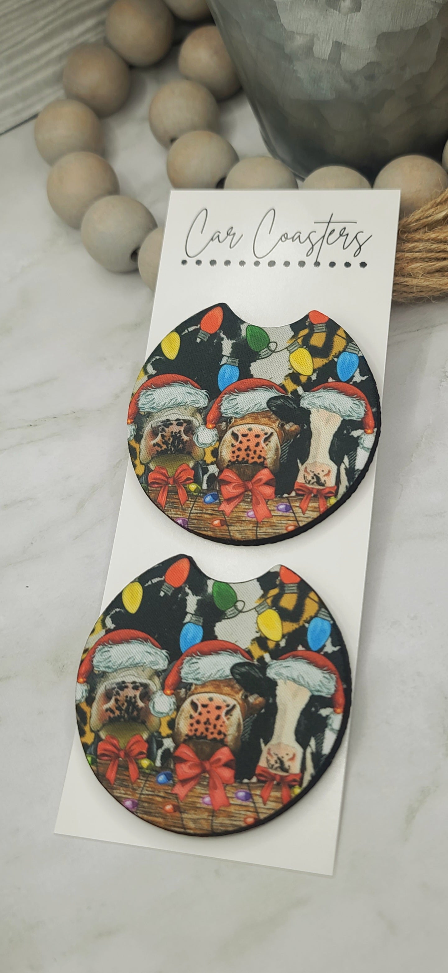 Christmas Cows Car Coasters