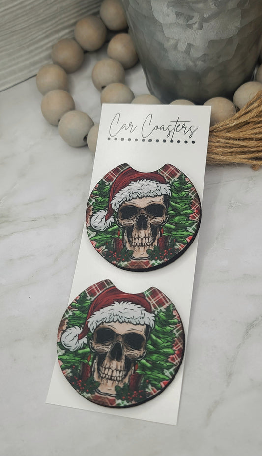 Christmas Skull Car Coasters