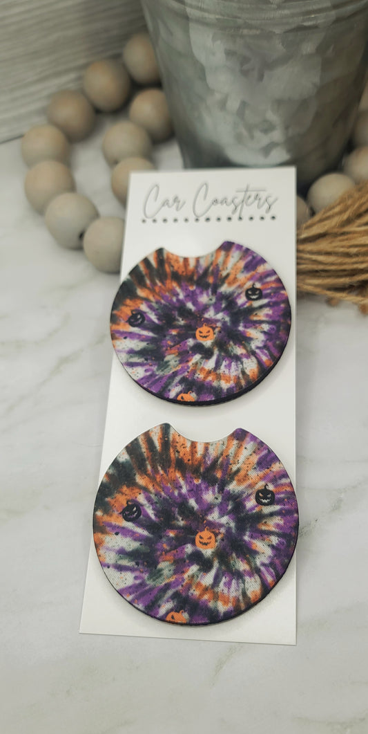 Halloween Tie Dye Car Coasters