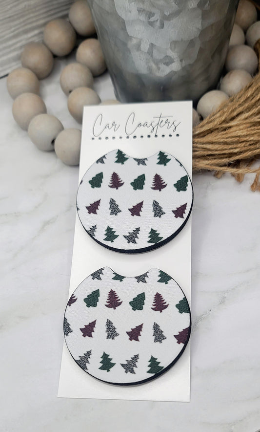 Leopard and Plaid Tree Car Coasters