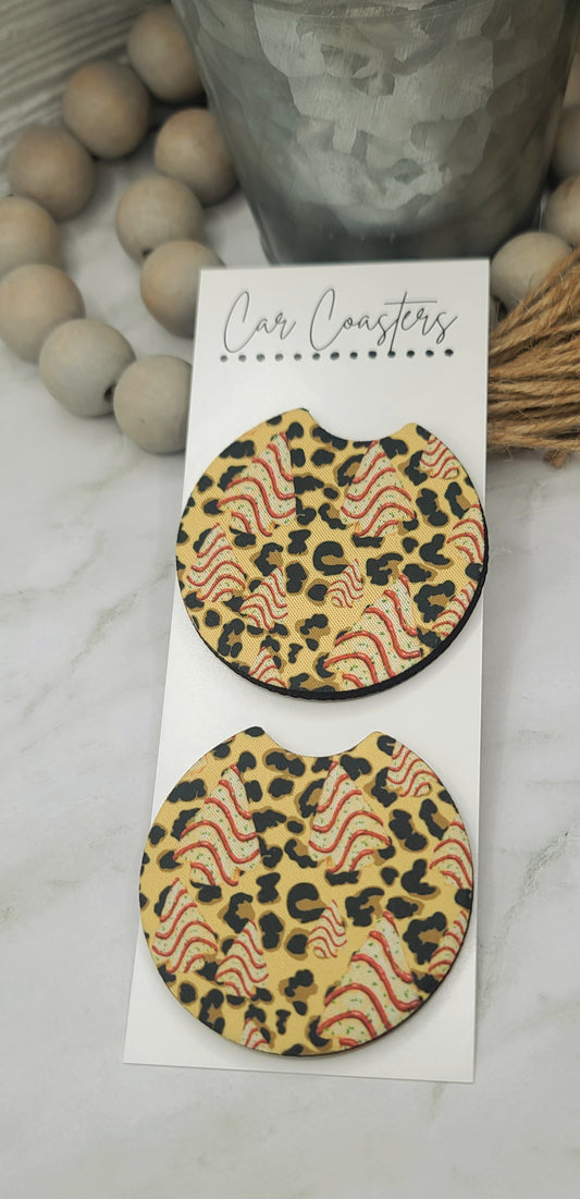 Leopard Tree Cake Car Coasters