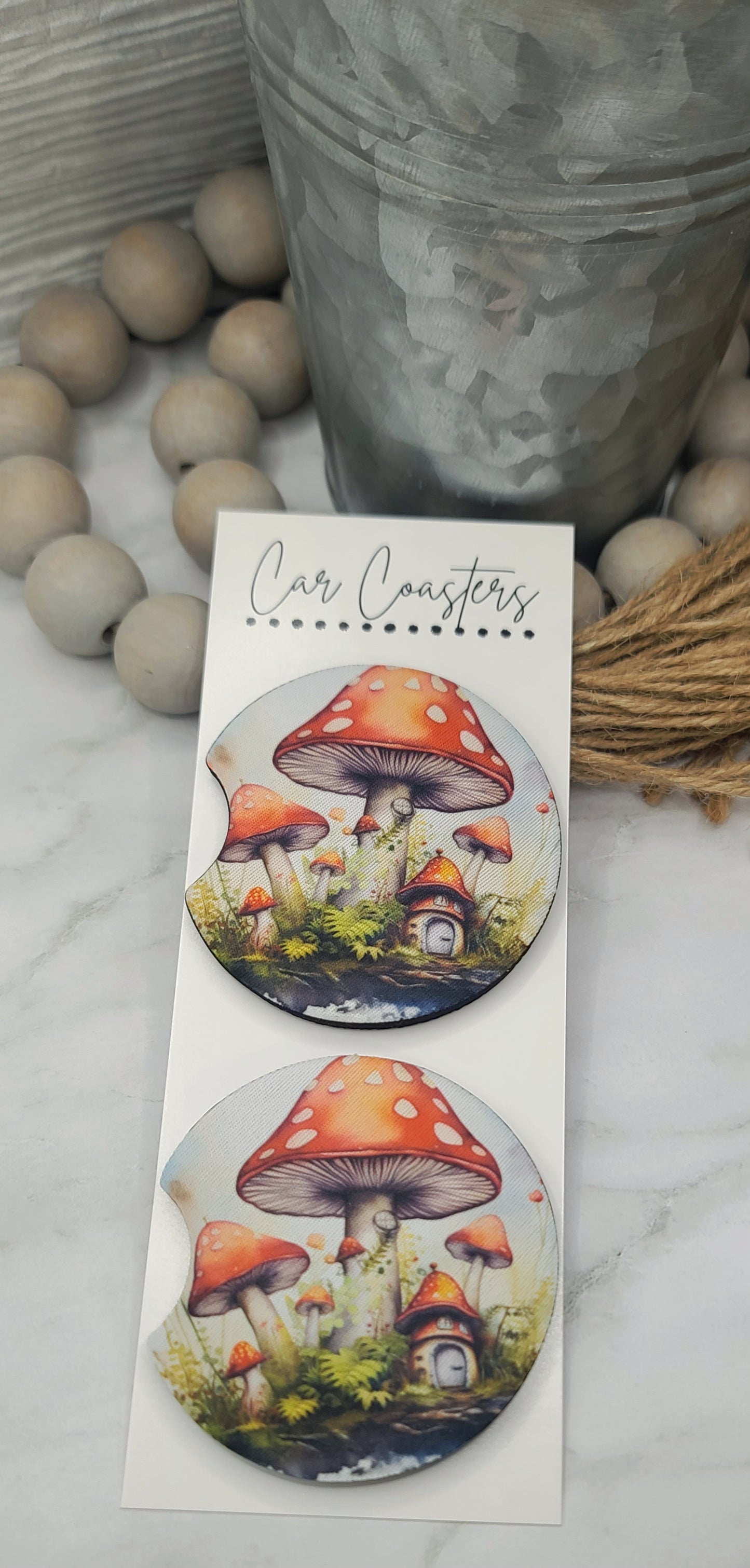 Mushroom Village Car Coasters