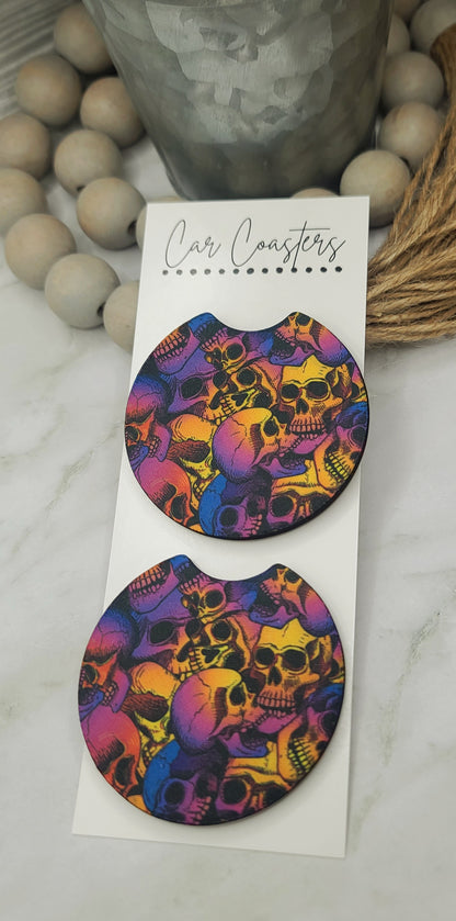 Ombre Skull Car Coasters