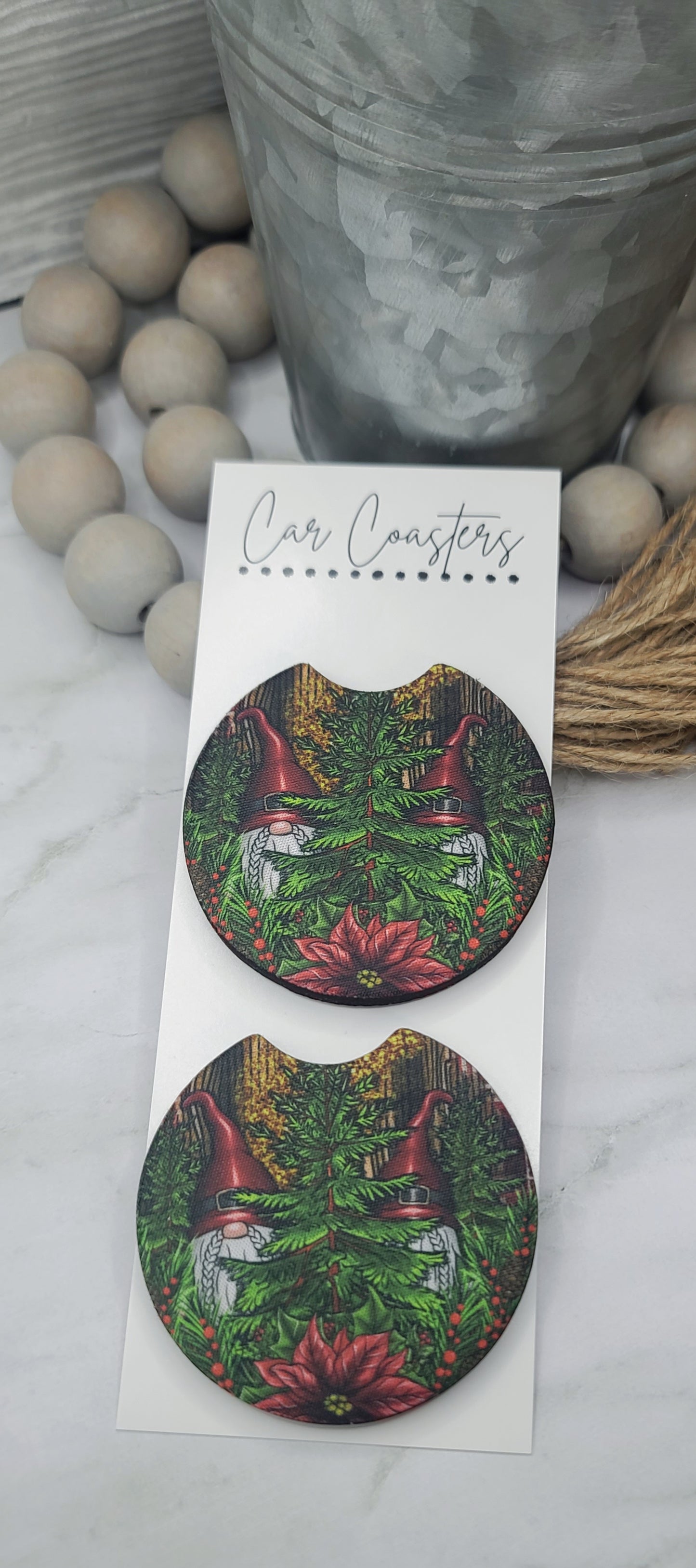 Peeking Gnome Car Coasters