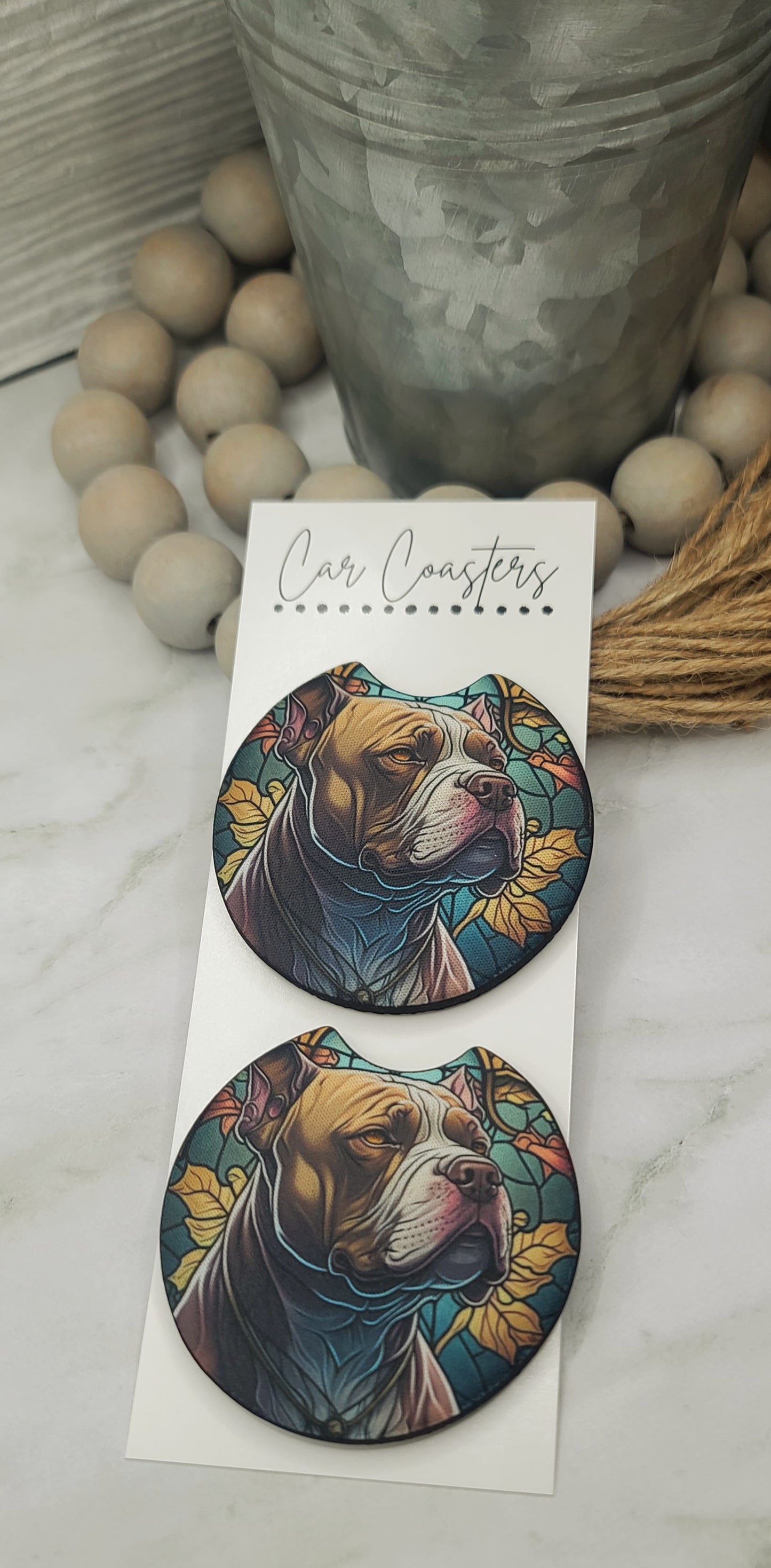 Pitbull Car Coasters