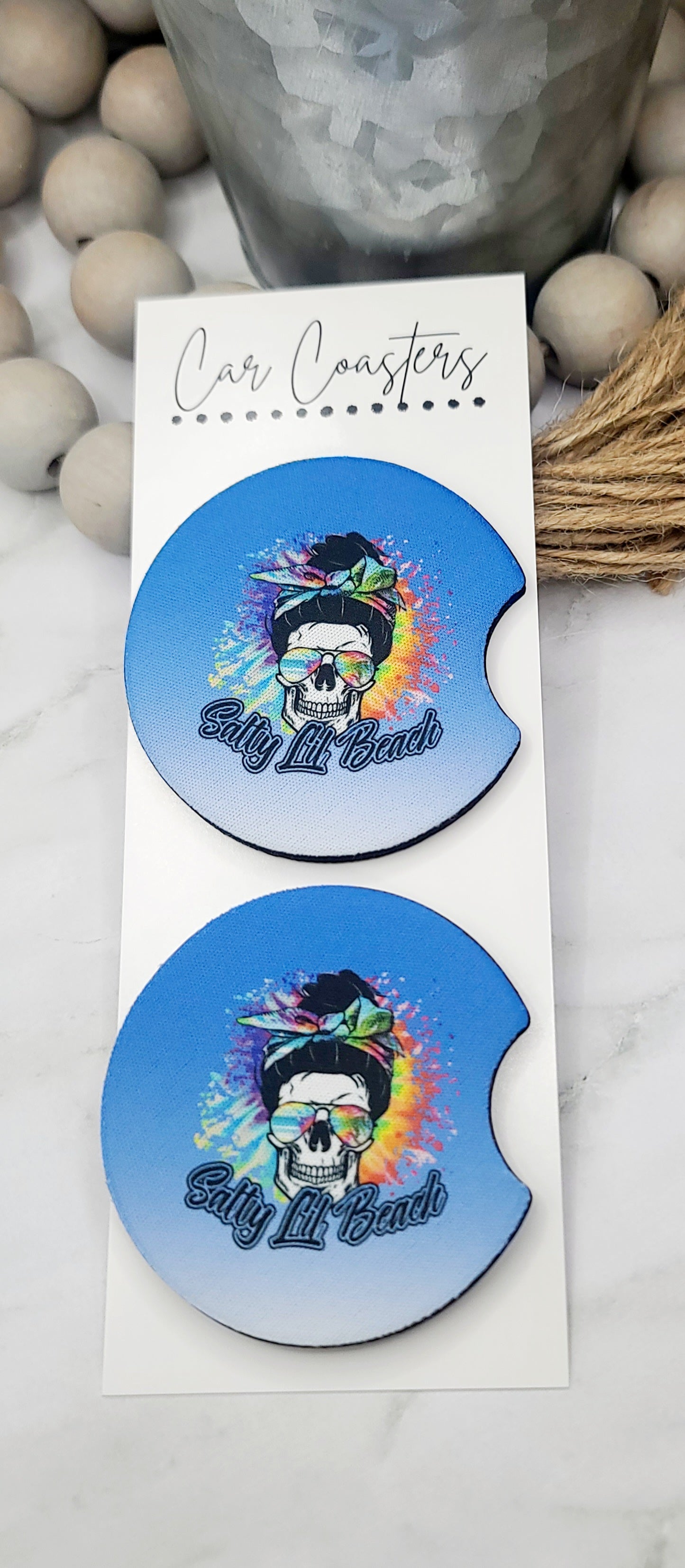 Salty Beach Car Coasters