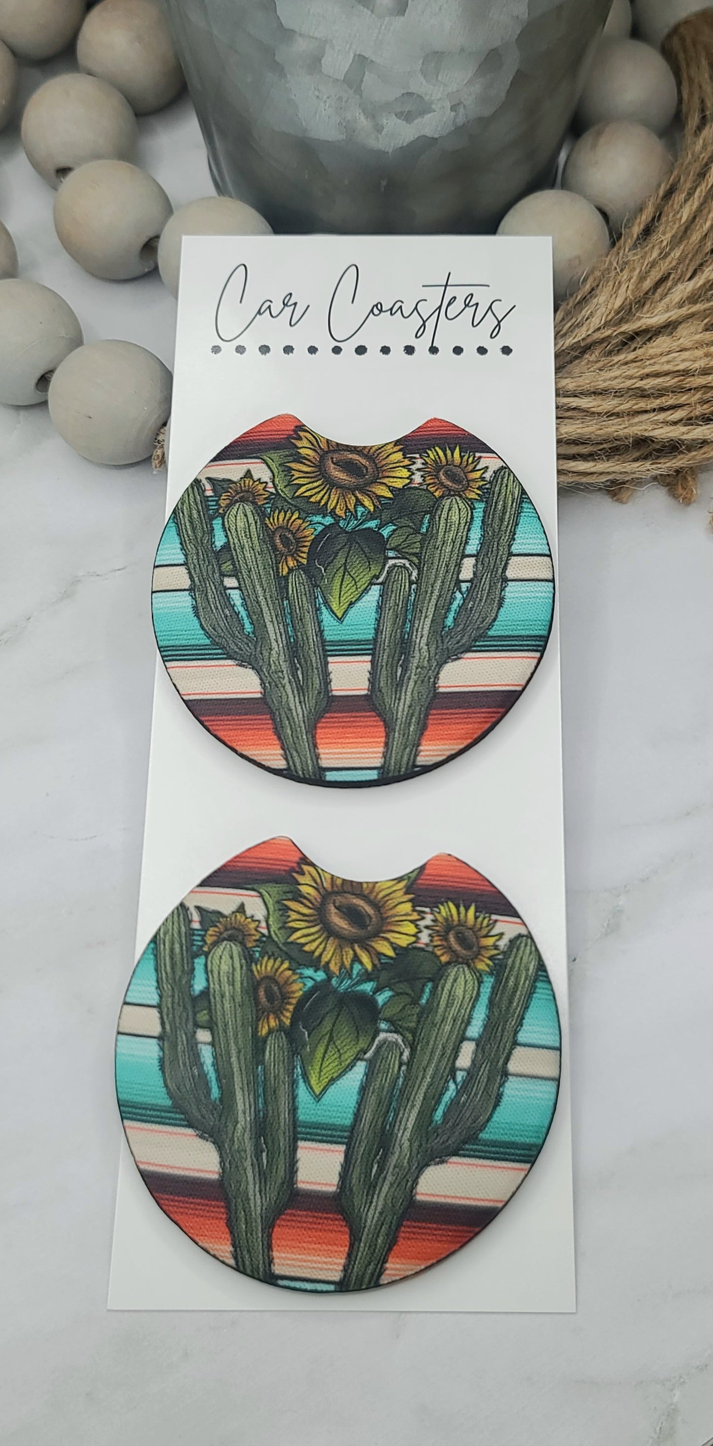 Serape Cactus Car Coasters
