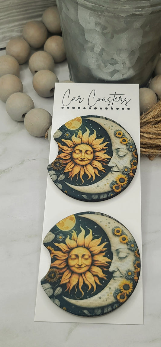 Sun and Moon Car Coasters