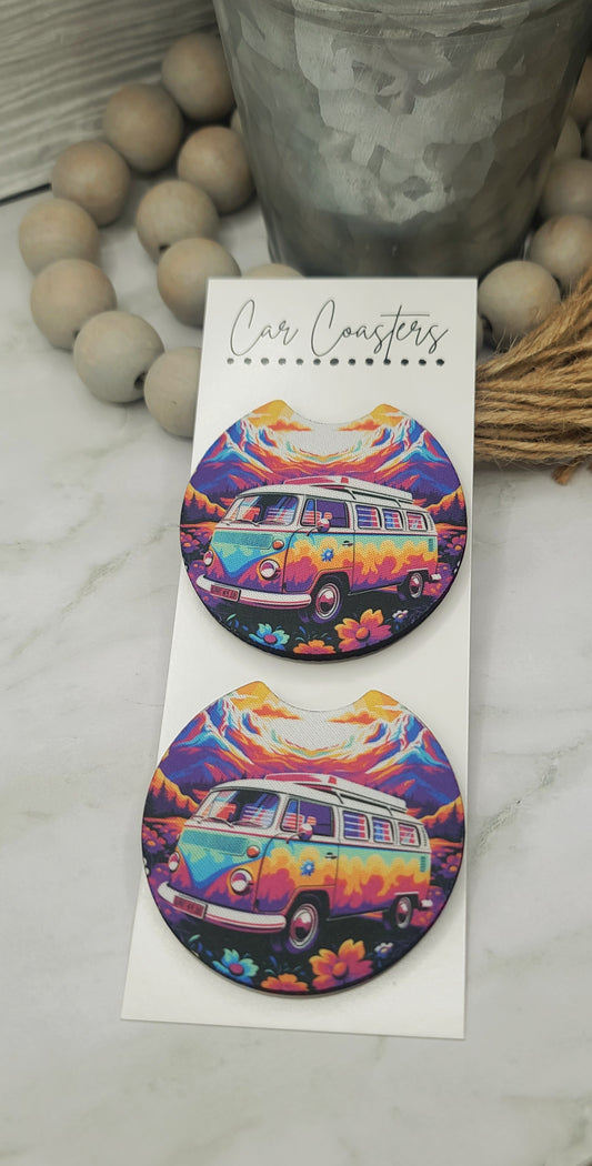 Tie Dye Van Car Coasters