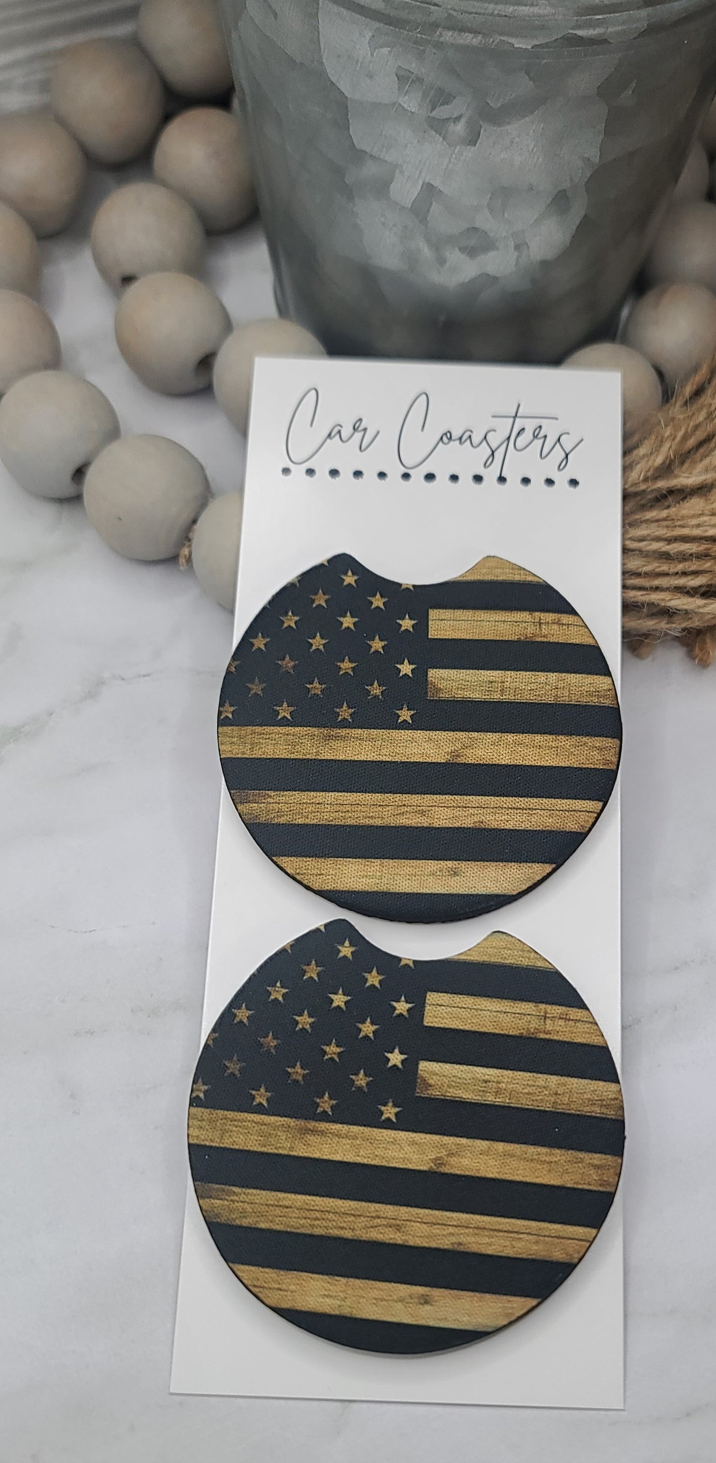 Wood Flag Print Coasters