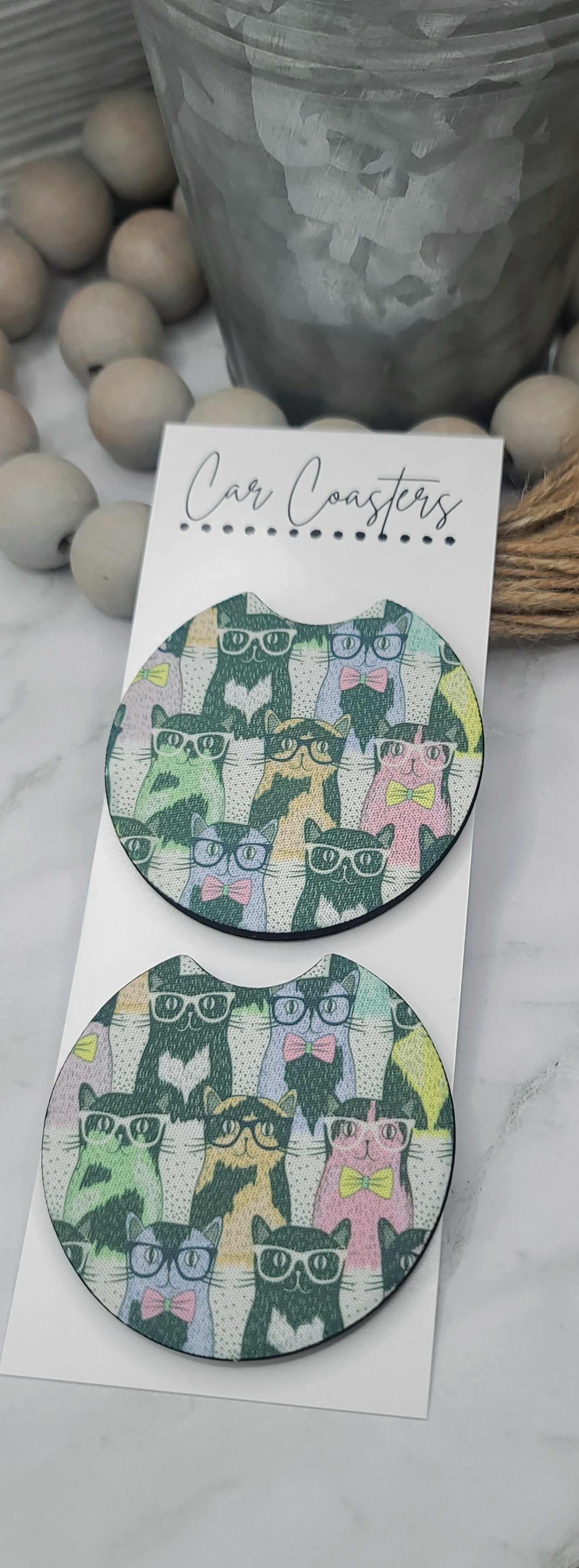 Speckled Cat Car Coasters