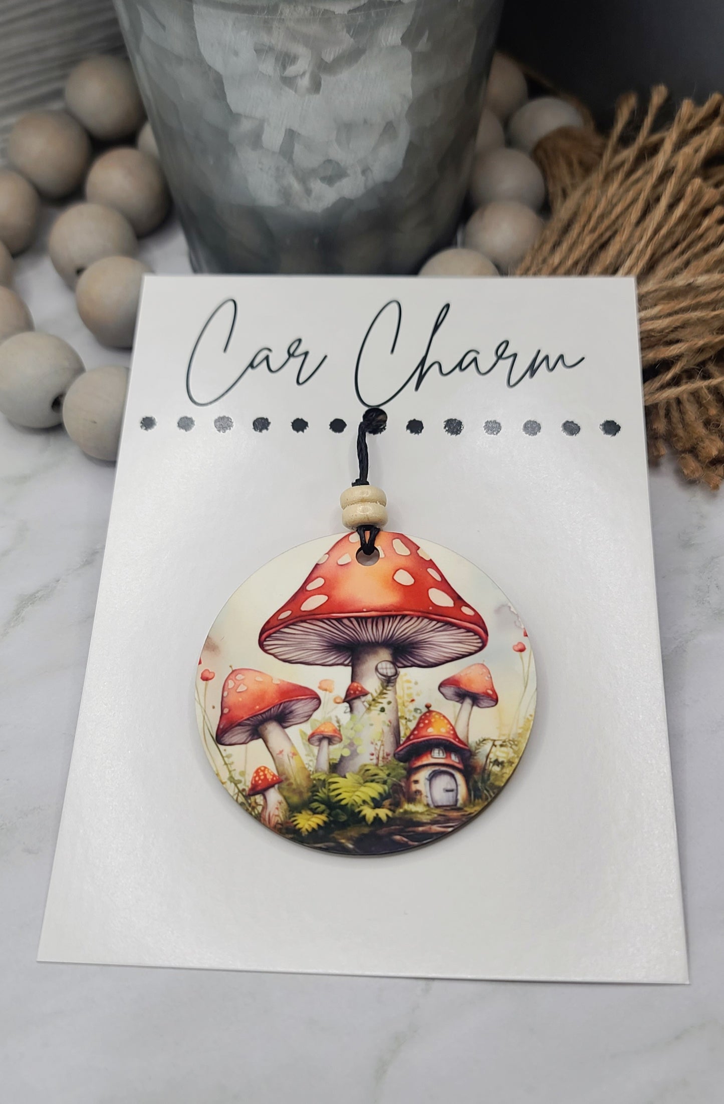 Mushroom Village Car Charm