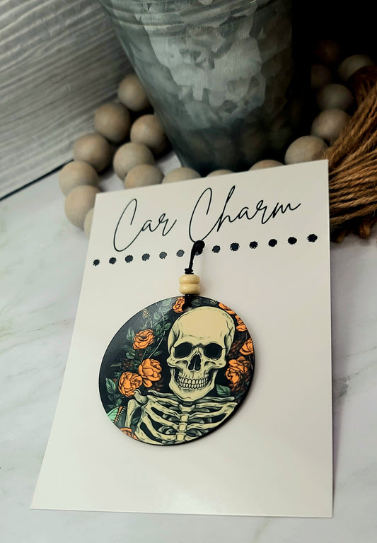 Floral Skeleton Car Charm