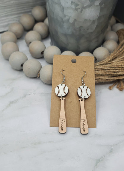 Personalized Baseball Earrings