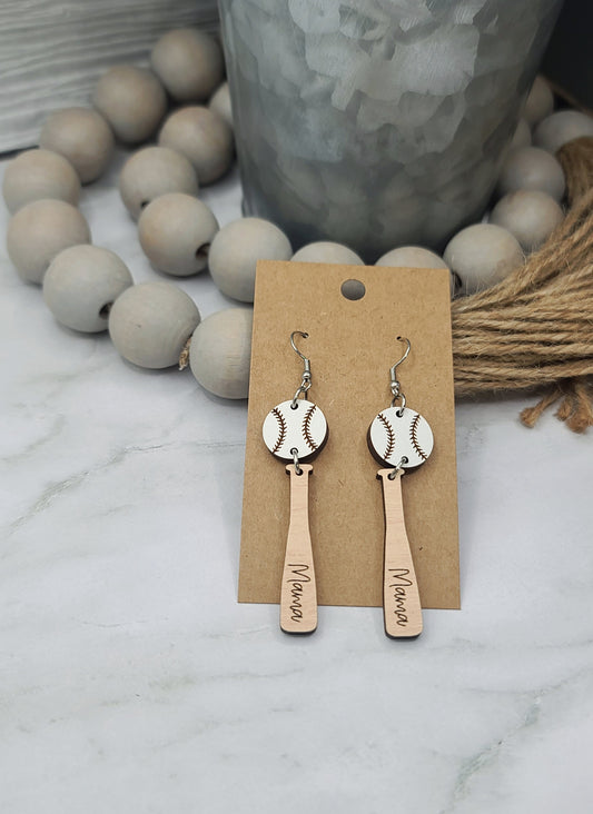 Personalized Baseball Earrings