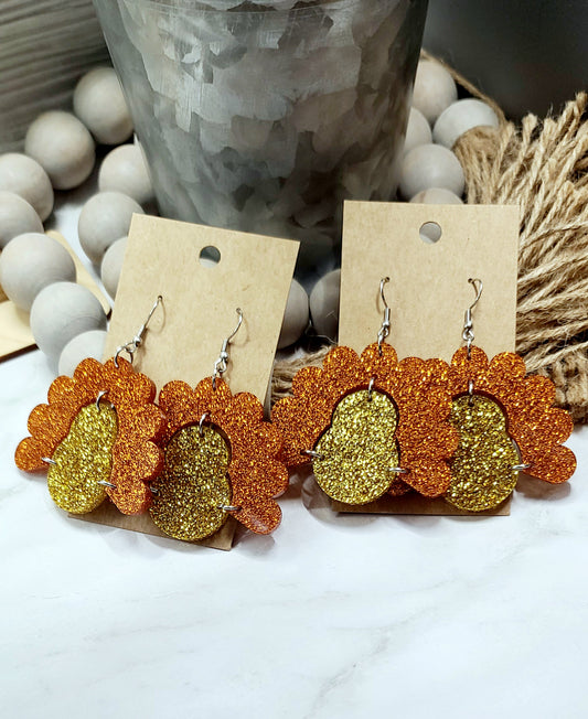 Glitter Turkey Earrings