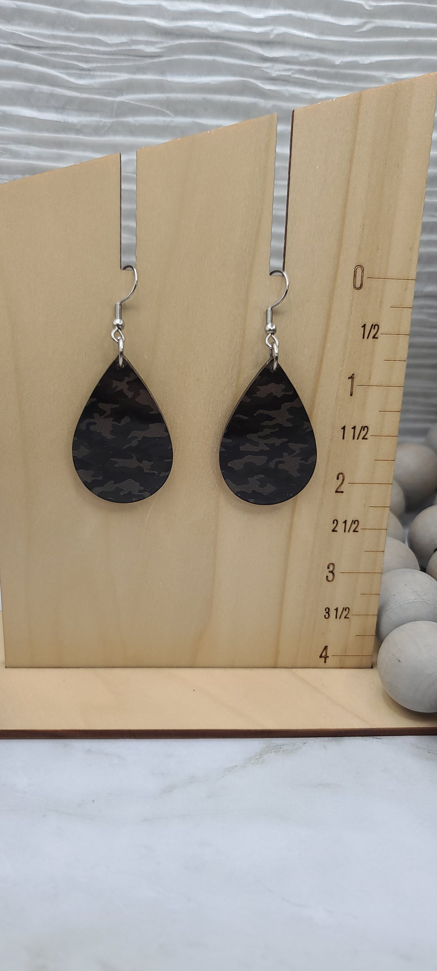 Camo Teardrop Earrings