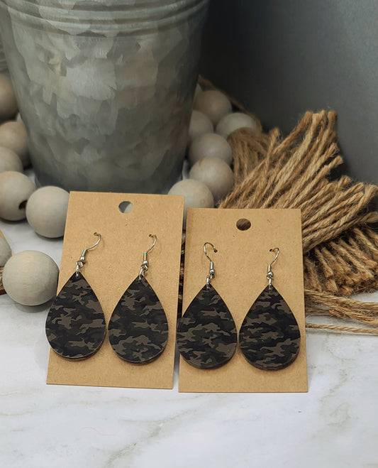 Camo Teardrop Earrings