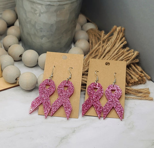 Glitter Breast Cancer Earrings