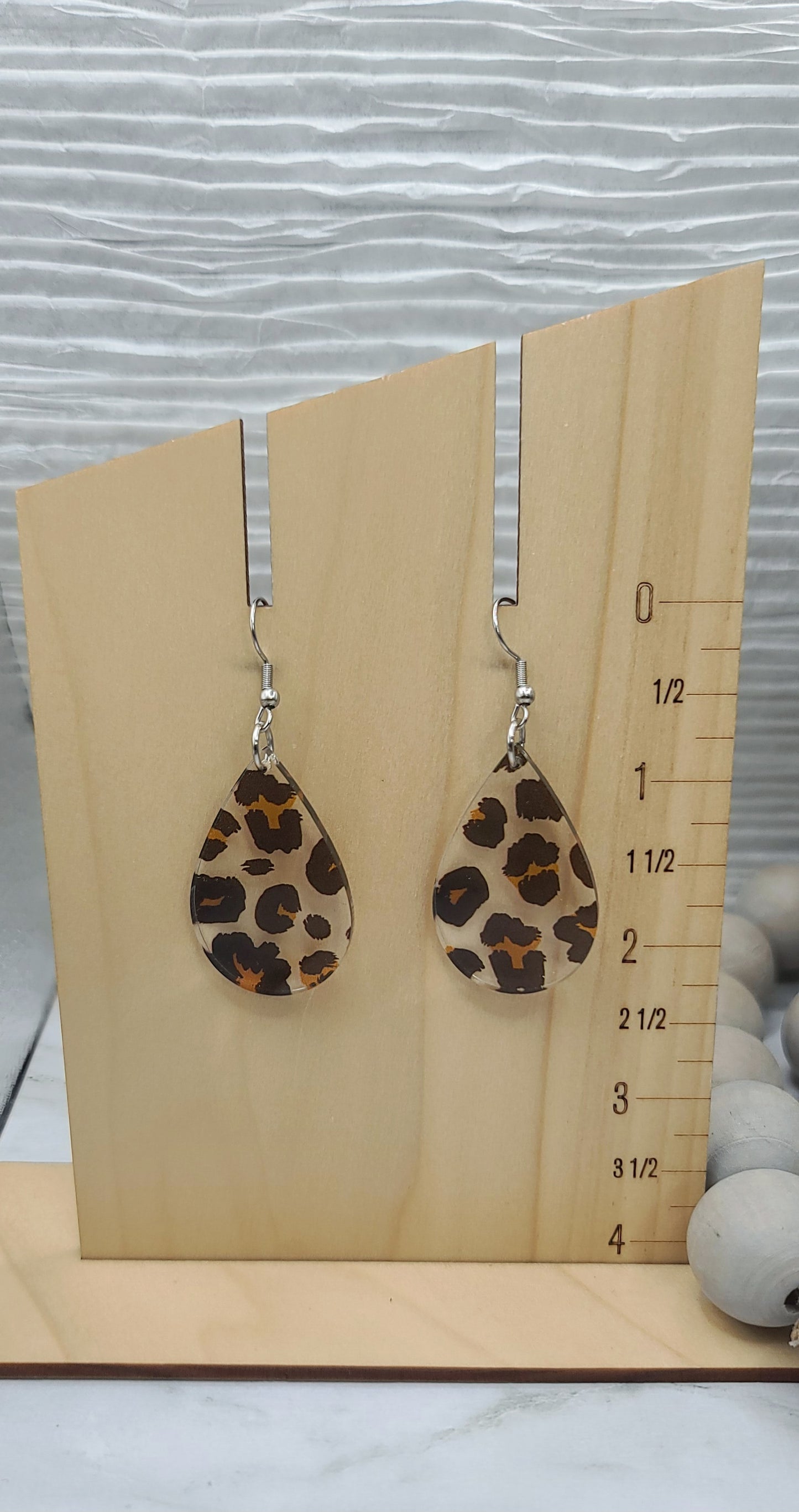 Clear Leopard Teardrop Earrings