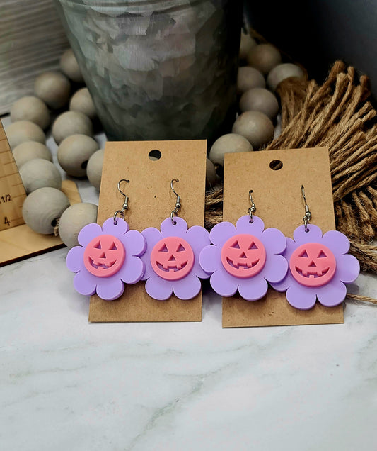 Pastel Pumpkin Daisy Earrings