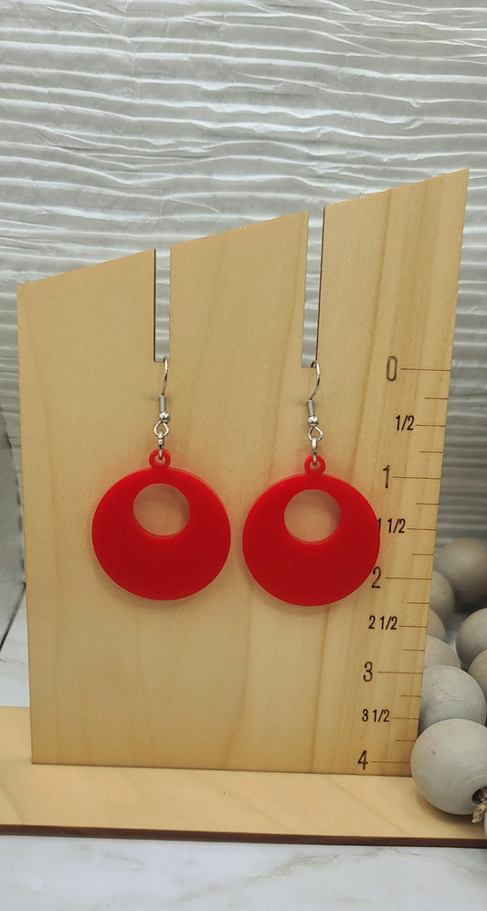 Red Retro Circle Earrings