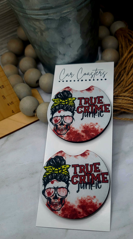 Crime Junkie Car Coasters