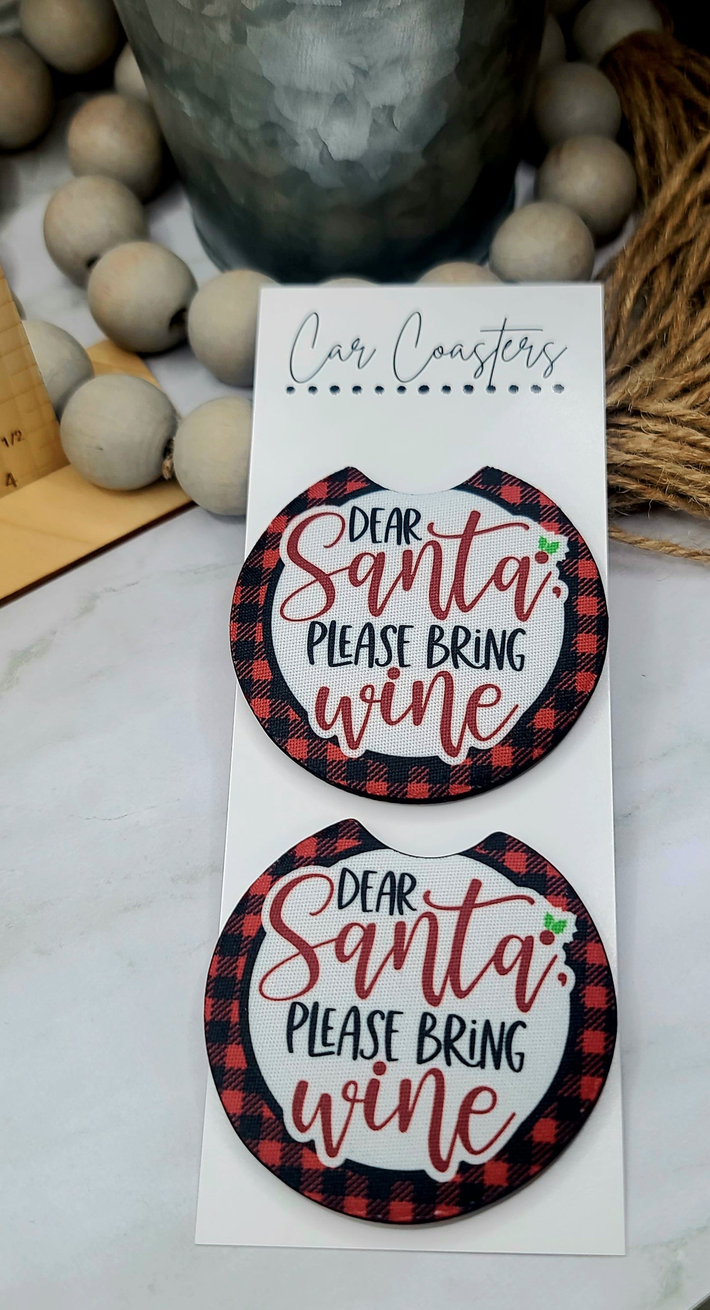 Santa Bring Wine Car Coasters