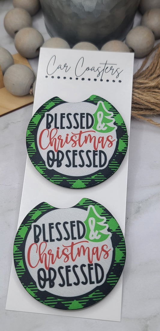 Christmas Obsessed Car Coasters