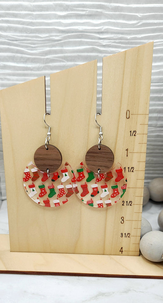 Stocking Circle Stacked Earrings