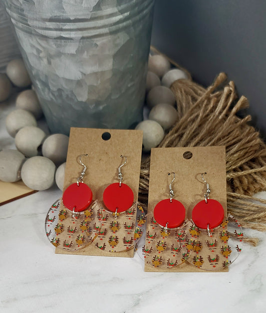 Reindeer Stacked Circle Earrings