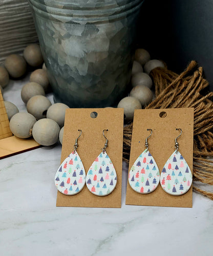 Mini Trees Teardrop Earrings Single Side Print