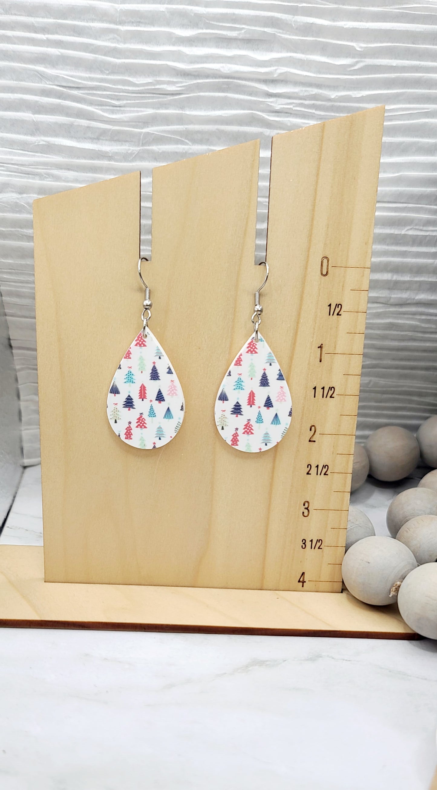 Mini Trees Teardrop Earrings Single Side Print