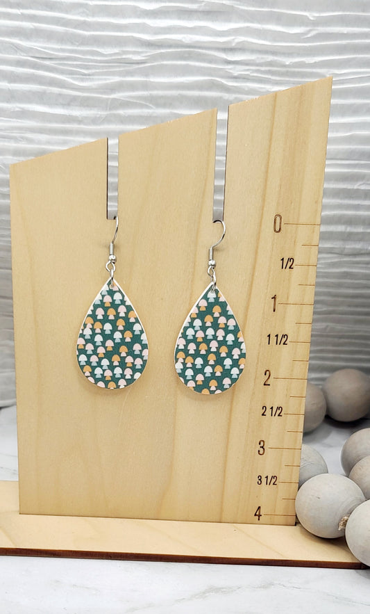 Retro Mushroom Teardrop Earrings Single Sided Print