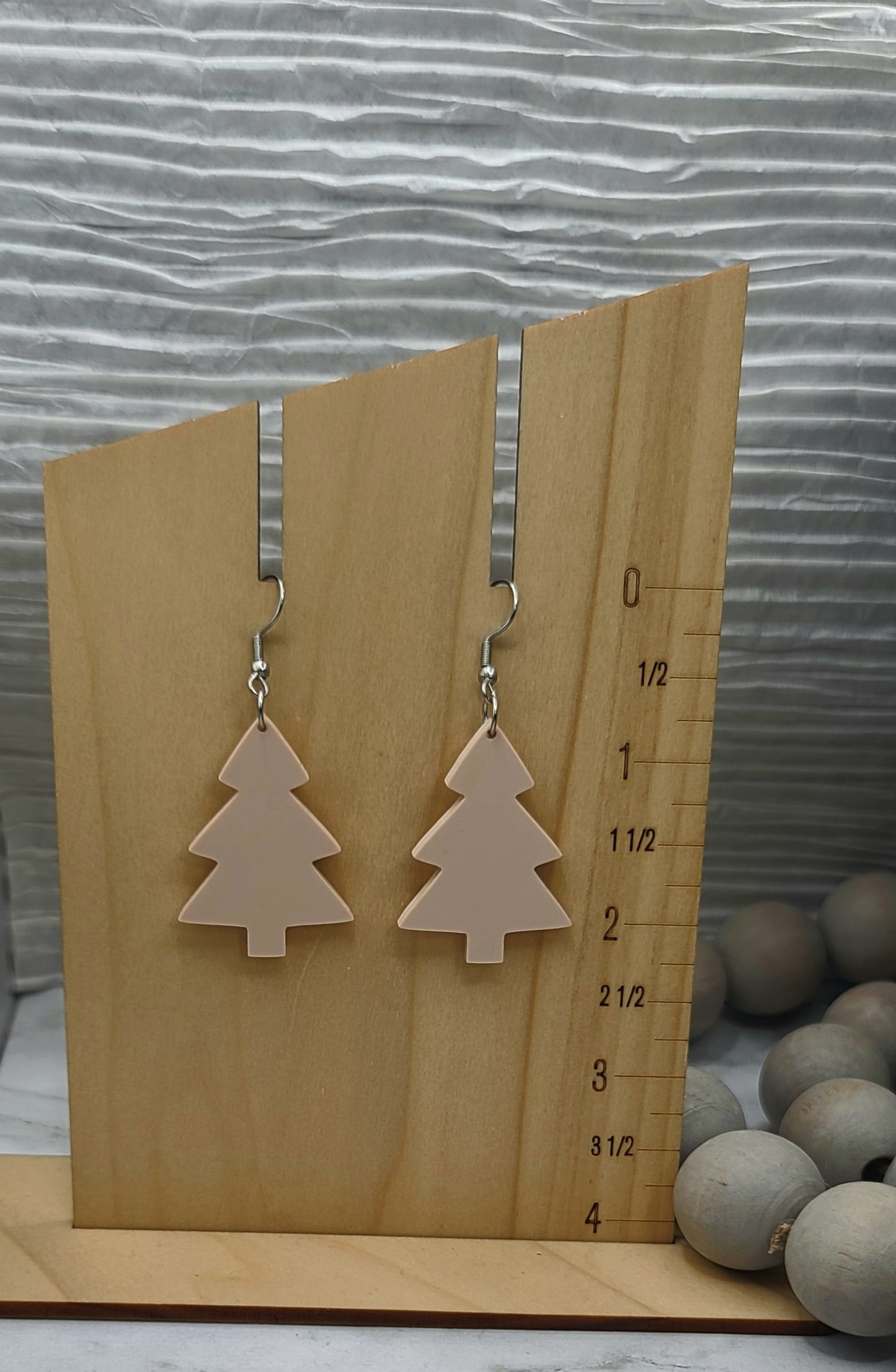 Blush Pink Christmas Tree Earrings