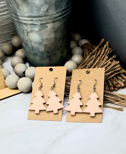 Blush Pink Christmas Tree Earrings