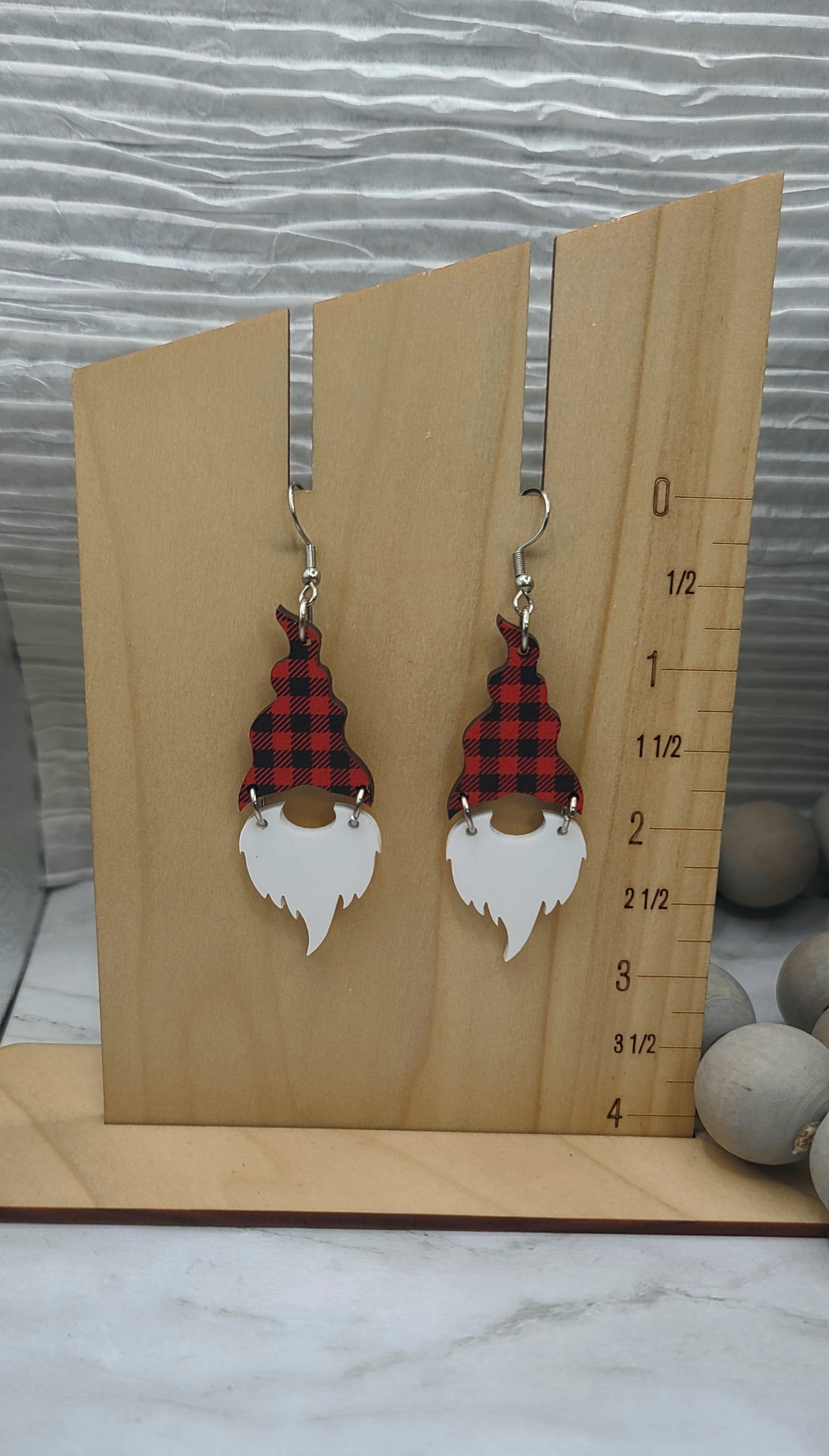 Plaid Gnome Earrings
