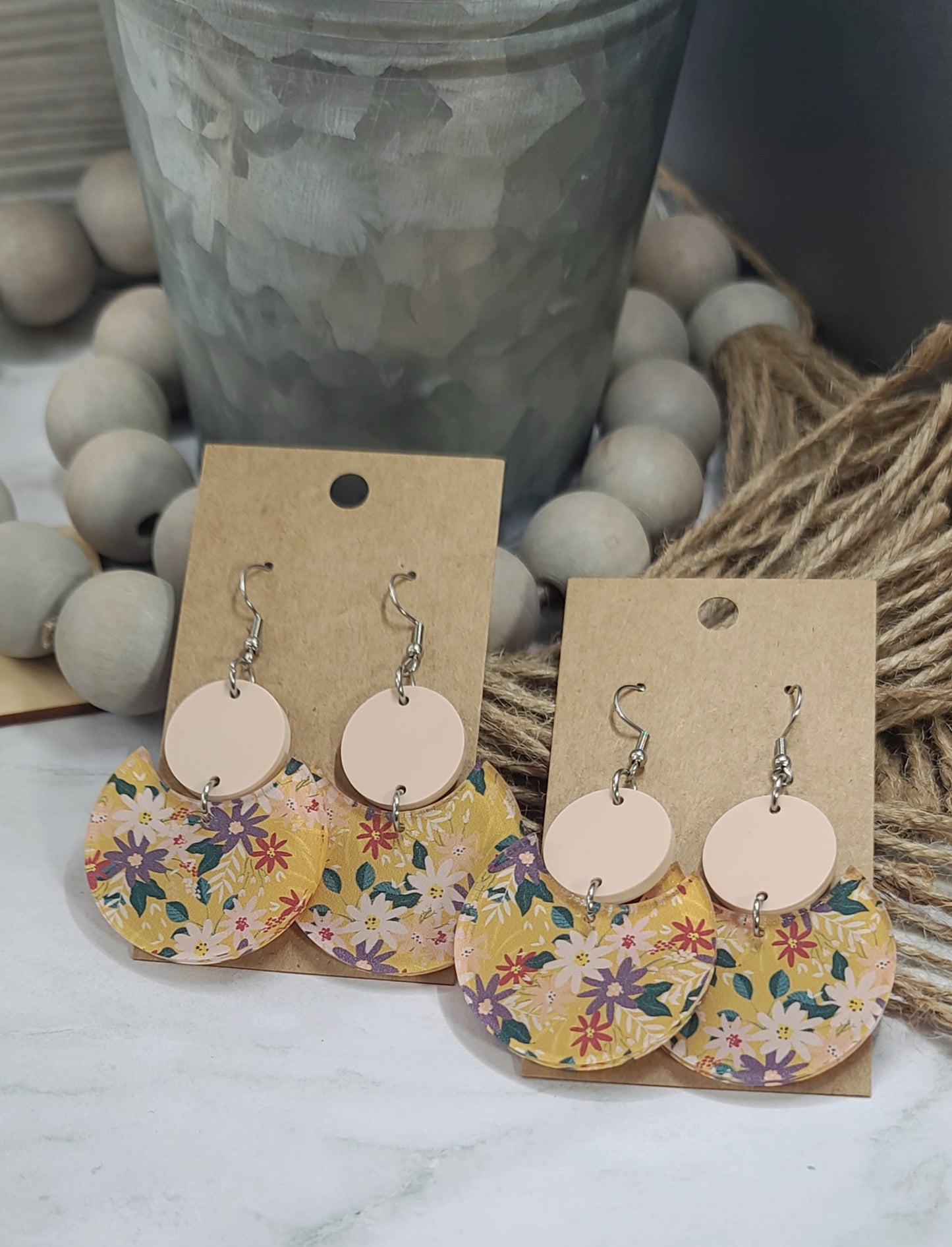 Floral Stacked Circle Earrings