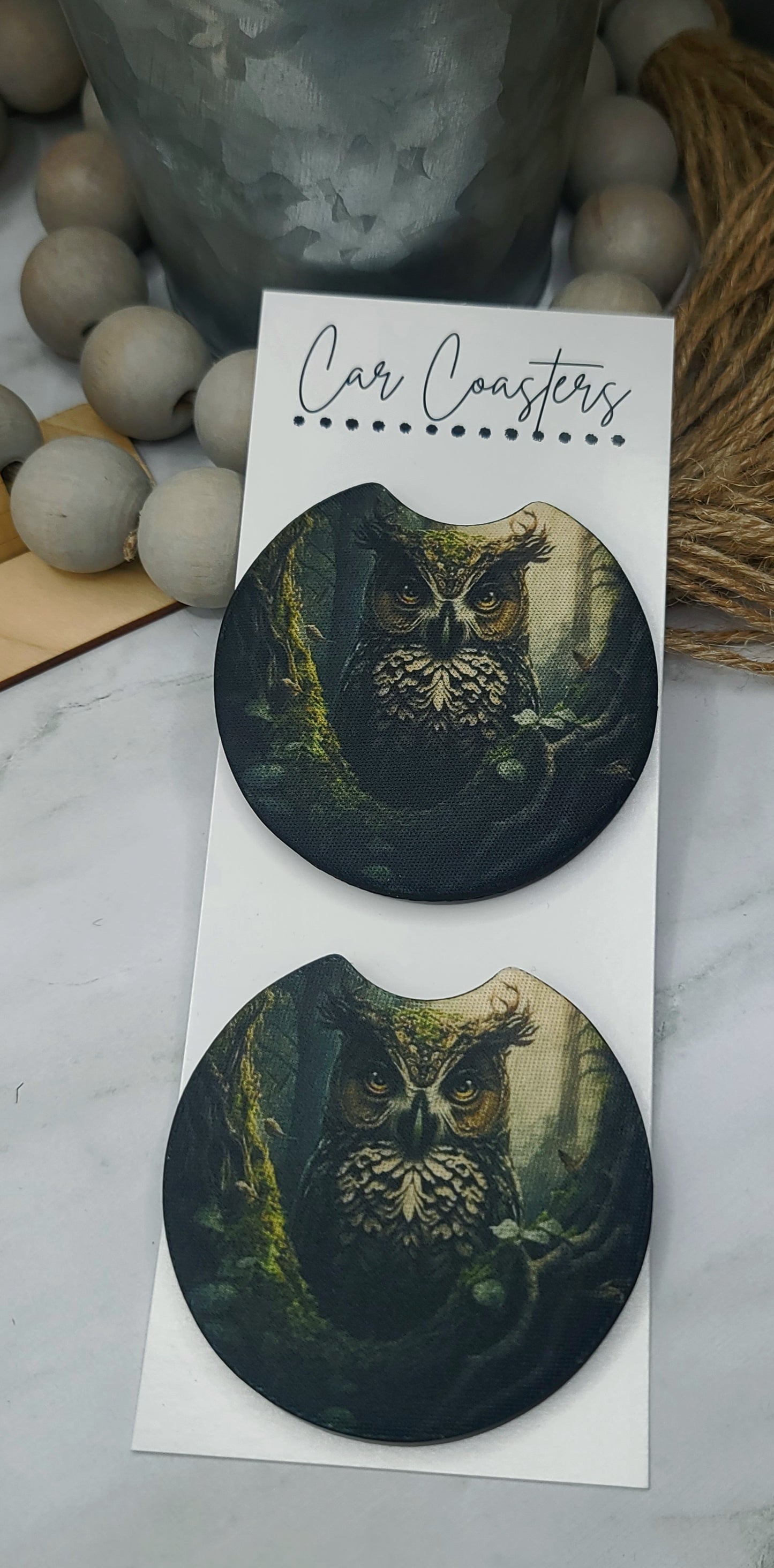 Tree Owl Car Coasters