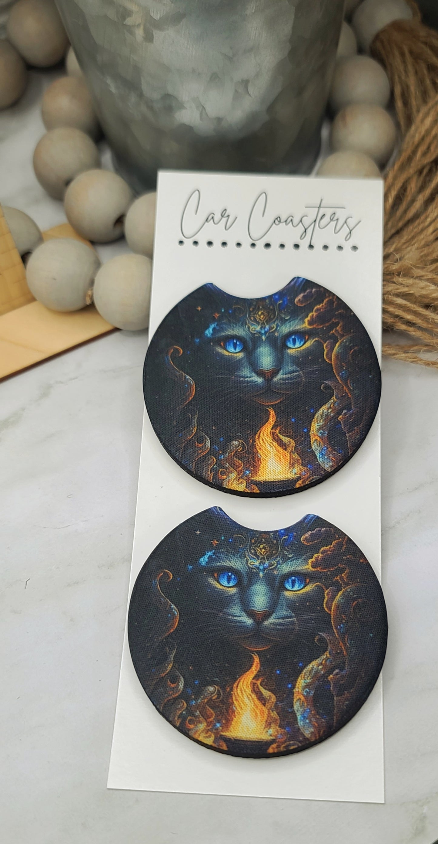 Mystic Cat Car Coasters