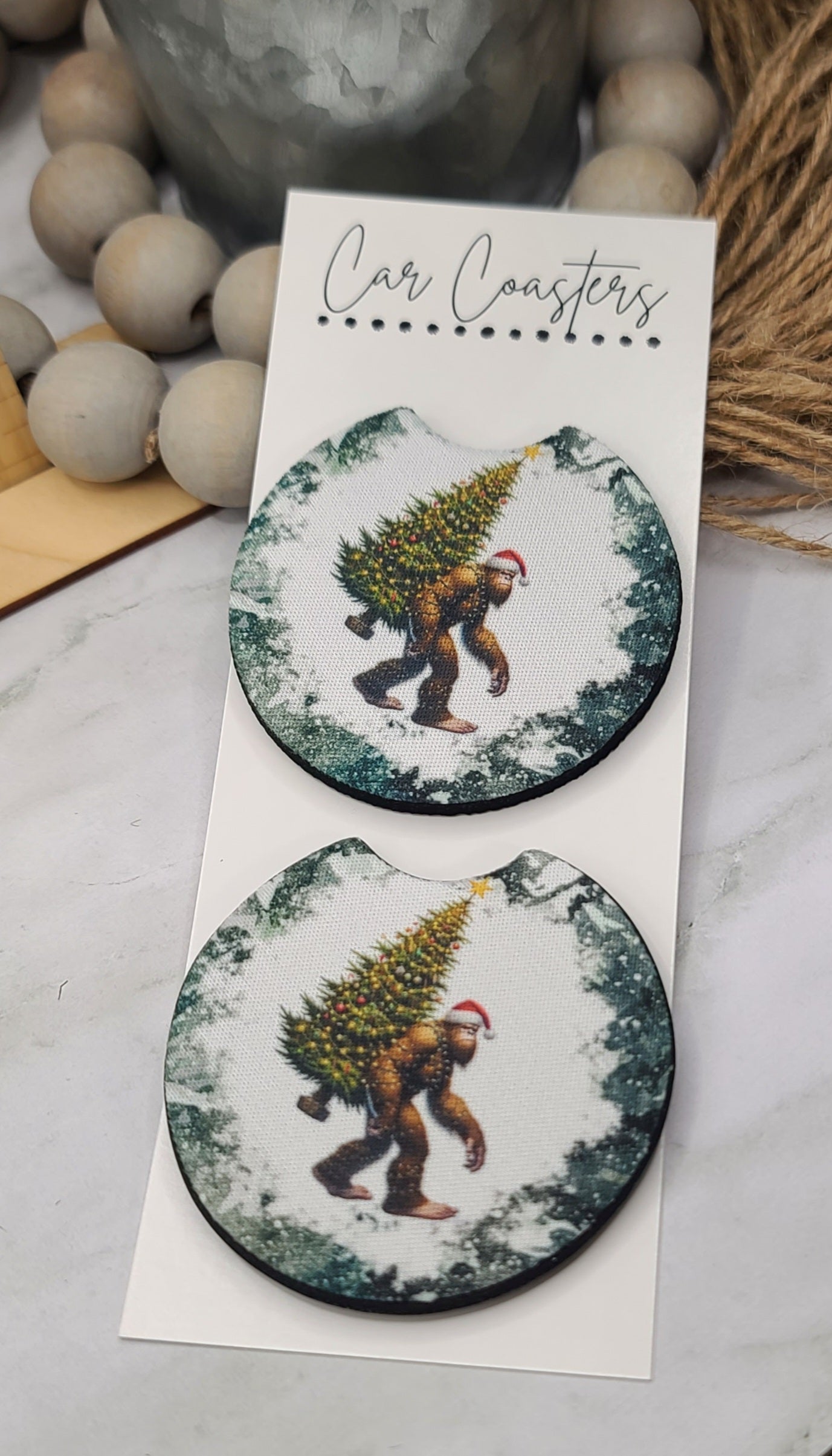 Christmas Big Foot Car Coasters