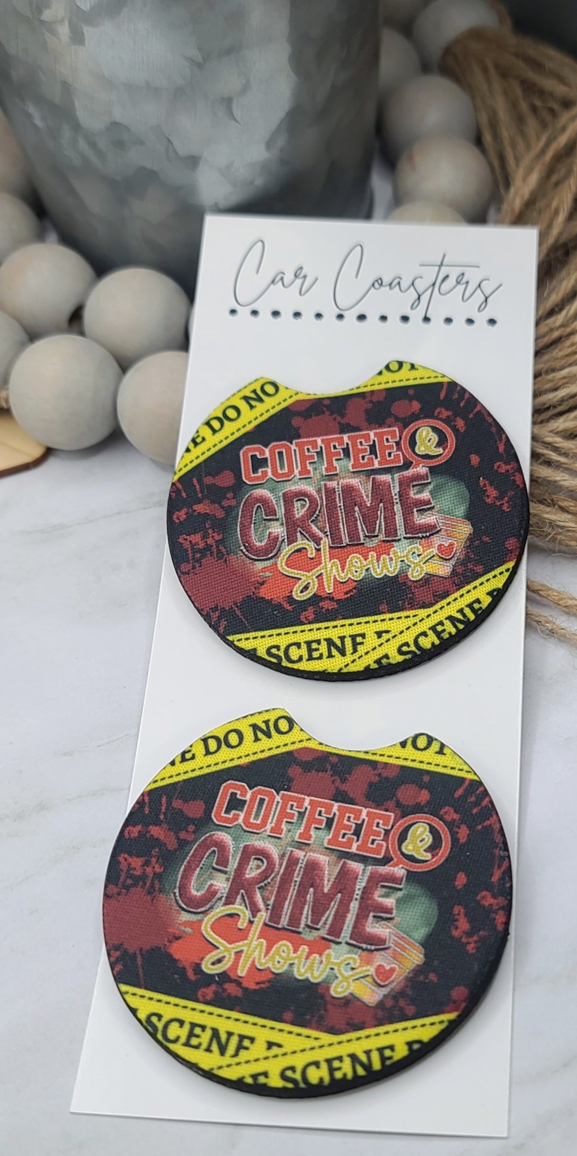 Coffee and Crime Car Coasters