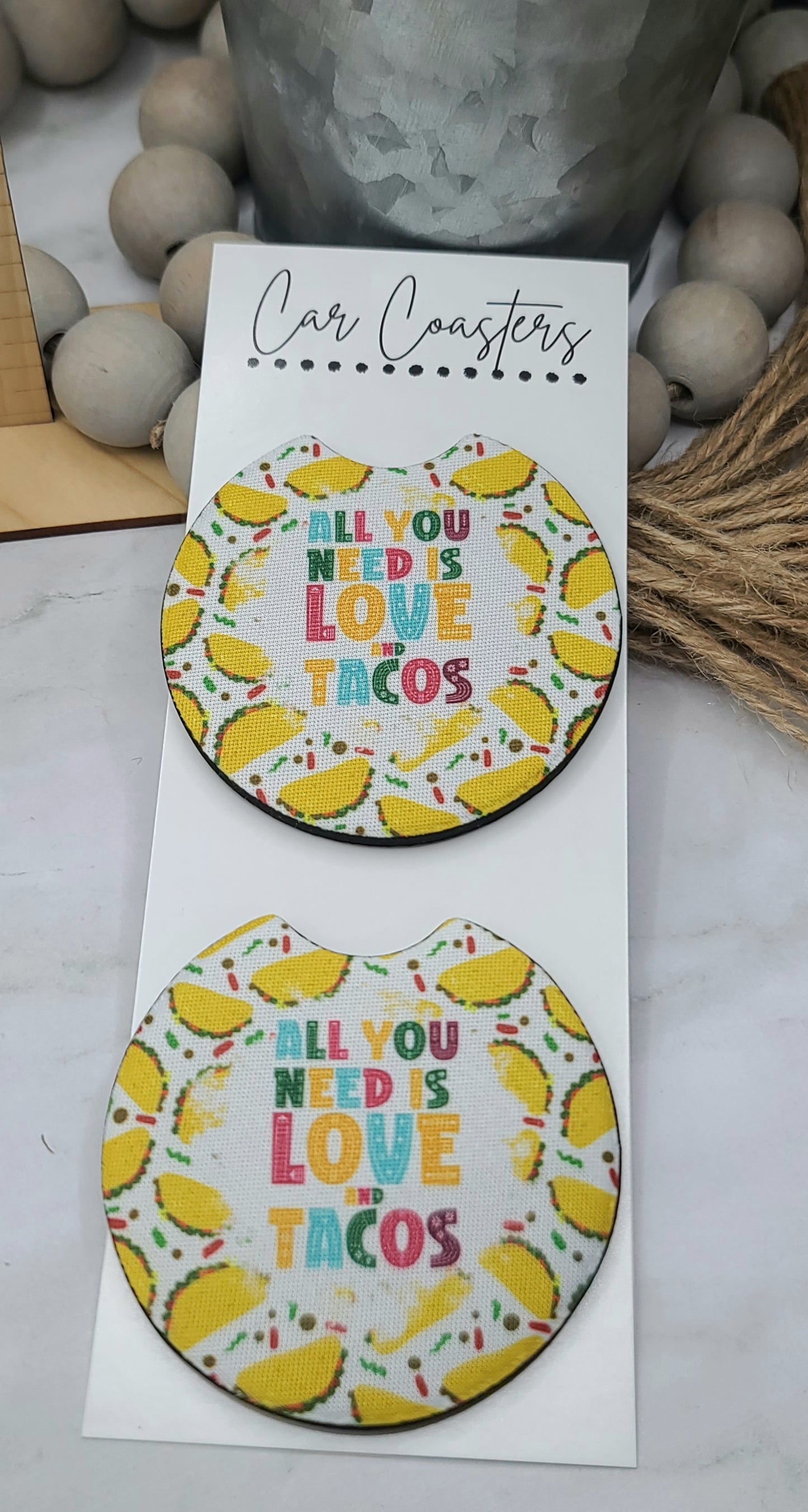 Love & Tacos Car Coasters