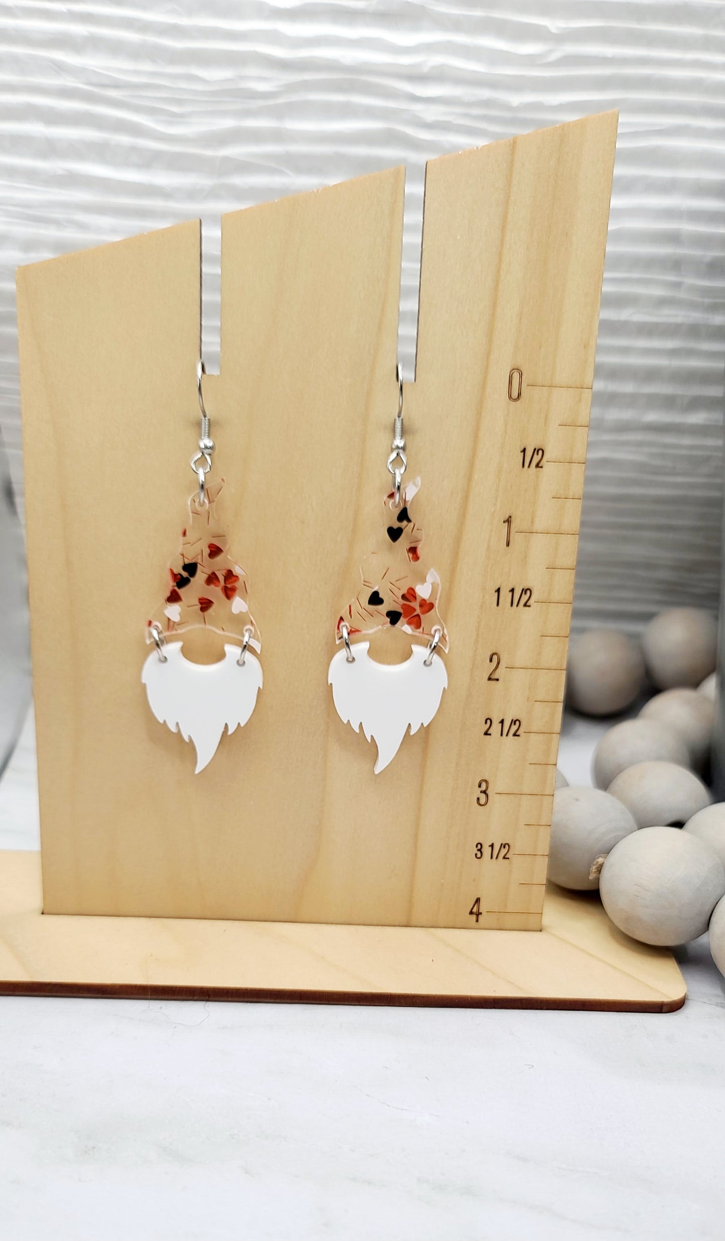 Glitter Heart Gnome Earrings