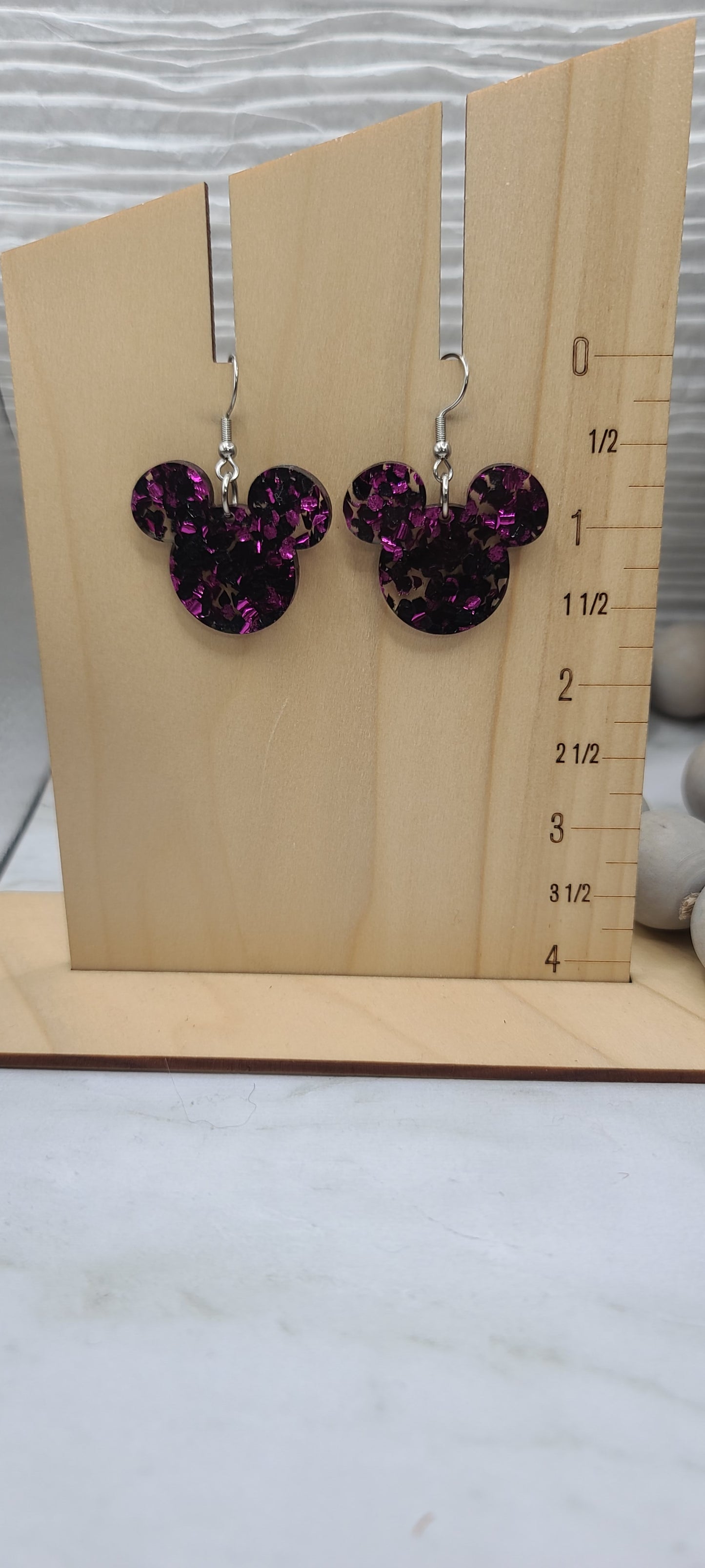 Black and Purple Mouse Earrings